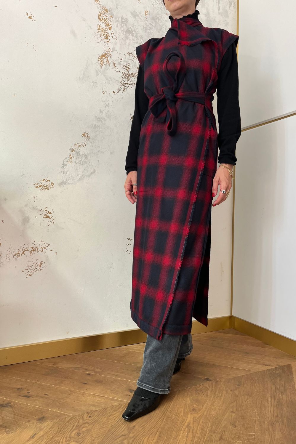 Gilet lungo in lana riciclata