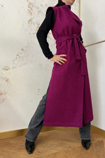 Gilet lungo in lana riciclata