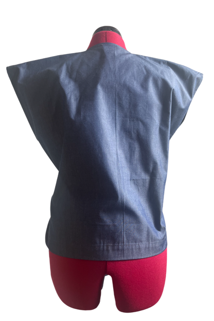 No sleeves denim kimono top