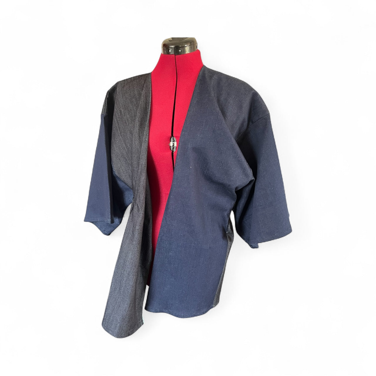 Denim Kimono Jacket – Sustainable Oversized Wrap Coat with Waist Tie