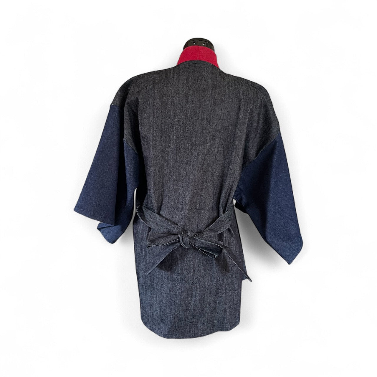 Denim Kimono Jacket – Sustainable Oversized Wrap Coat with Waist Tie