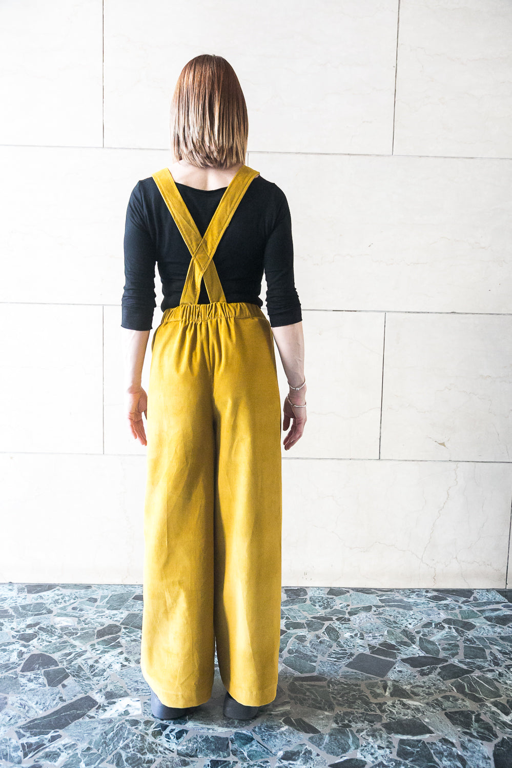 Elasticated waist wide pants with braces