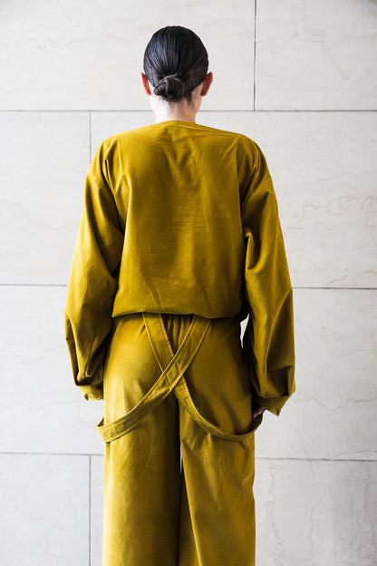 Elasticated waist wide pants with braces