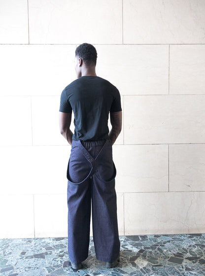 Elasticated waist wide pants with braces