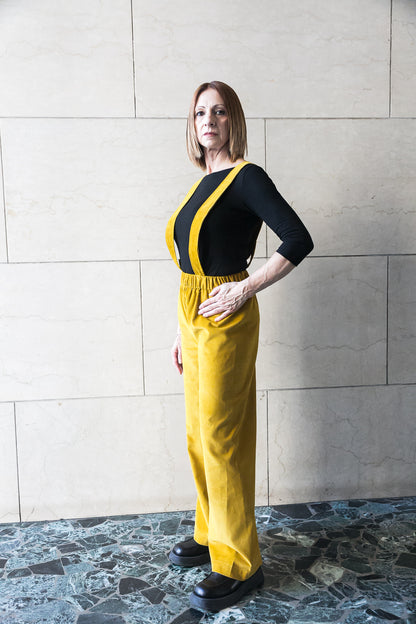 Elasticated waist wide pants with braces