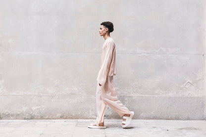 Long Wide Pants 100% BEMBERG Cyclamen/Powder Pink