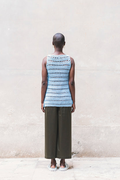 Recycled polyester Wide Pants - Black/Olive/Ocra Newlife